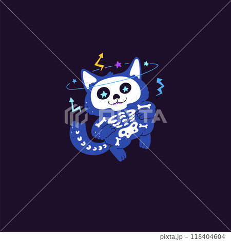 Vector illustration of a space cat on a black background for stickers. Vector illustration of a space cat on a black background for stickers. 118404604