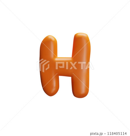 Vector 3D illustration of the English plastic letter H in orange. 118405114