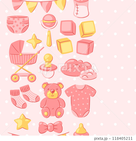 Baby shower pattern. New born baby boy Happy Birthday Baby shower pattern. New born baby boy Happy Birthday 118405211