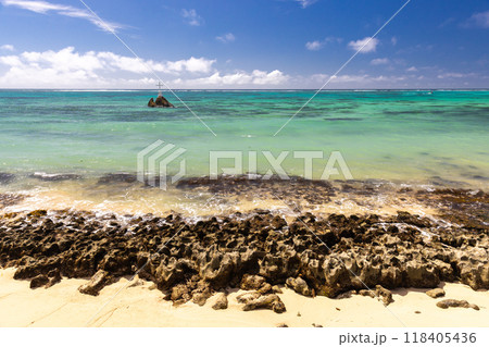 Anse Royale beach view on a sunny day, Seychelles. Coastal landscape 118405436