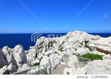 白崎海洋公園　青い海と白い岩 118406085
