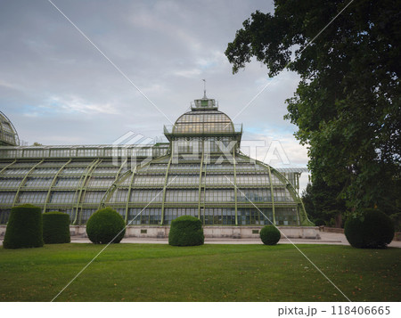 Travel to Vienna, Austria. a beautiful old greenhouse, an orangery in the park of the Schonbrunn Palace, founded in 1882, 118406665