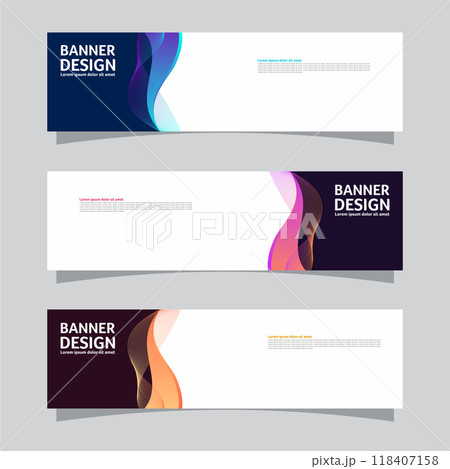 Vector set of landscape banner background design concept. Colorful background business layout template 118407158