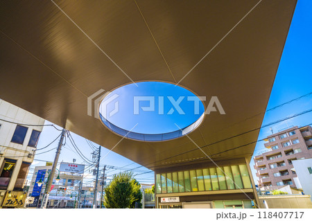 日本の東京都市景観　東急電鉄大井町線　上野毛駅 北口などを望む＝9月14日 118407717