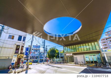 日本の東京都市景観　東急電鉄大井町線　上野毛駅 北口などを望む＝9月14日 118407718