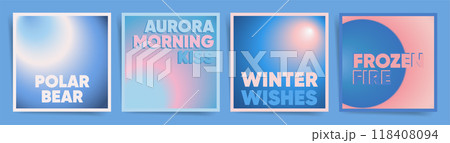 Bold winter posters with gradient effects for holiday, branding, or presentation. Modern geometric vector backgrounds. 118408094