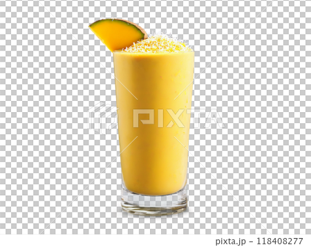 Mango Coconut Smoothie A tropical mango coconut smoothie in a sleek glass topped with mango Mango Coconut Smoothie A tropical mango coconut smoothie in a sleek glass topped with mango 118408277
