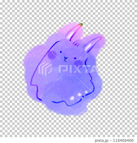 紫色七彩兔鬼水彩風格插畫素材 118408400