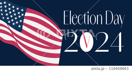 USA Election Day 2024 Banner with American flag 118408663