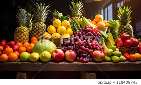 fresh fruits on the market 118408745