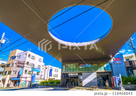 日本の東京都市景観 東急電鉄大井町線 上野毛駅 正面口(画面左)などを望む=9月14日 日本の東京都市景観 東急電鉄大井町線 上野毛駅 正面口(画面左)などを望む=9月14日 118408843