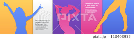 Silhouette figures dancing colorful background paper cut style 118408955