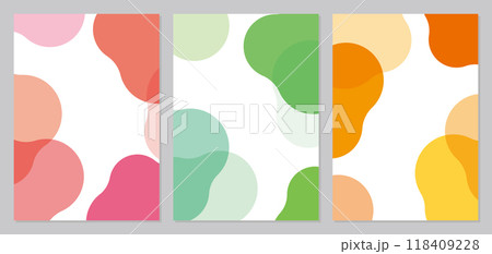 抽象的な形　シェイプ　フレーム　カラフル　A4　縦長　セット　ピンク　緑　オレンジ	 118409228