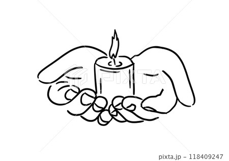 Candle in hands prayer. a religious symbol of faith in God. hand drawn. Not AI, Vector illustration Candle in hands prayer. a religious symbol of faith in God. hand drawn. Not AI, Vector illustration 118409247