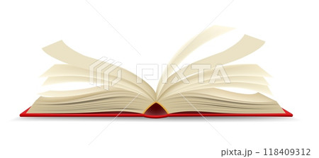 Realistic open book side view Realistic open book side view 118409312