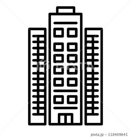 building icon or modern line symbol. Vector line art and icon design with bold outline. Black and white Pixel Perfect minimalistic symbol isolated white background. Silhouette simple thin sign 118409641