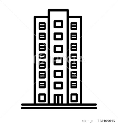 building icon or modern line symbol. Vector line art and icon design with bold outline. Black and white Pixel Perfect minimalistic symbol isolated white background. Silhouette simple thin sign 118409643