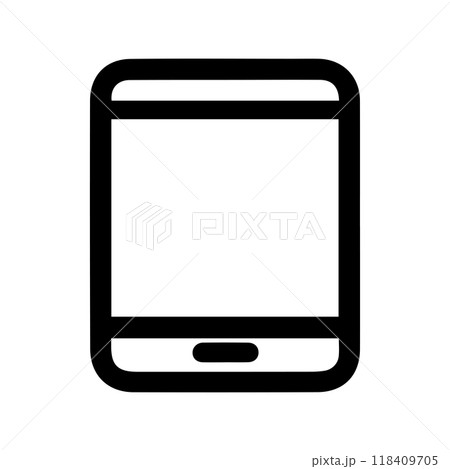 tablet icon or modern line symbol. Vector line art and icon design with bold outline. Black and white Pixel Perfect minimalistic symbol isolated white background. Silhouette simple thin sign 118409705