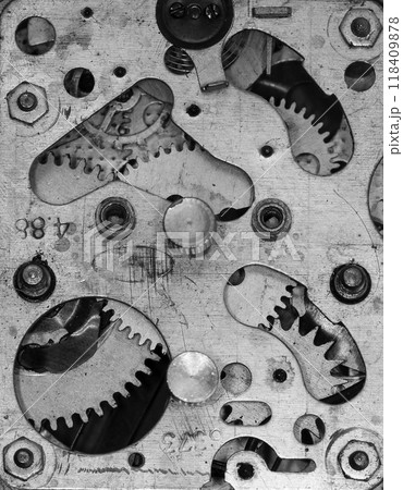 old clockwork, metal gears close up 118409878