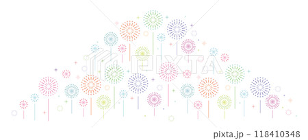 花火 シンプル 横長 カラフル 花火 シンプル 横長 カラフル 118410348