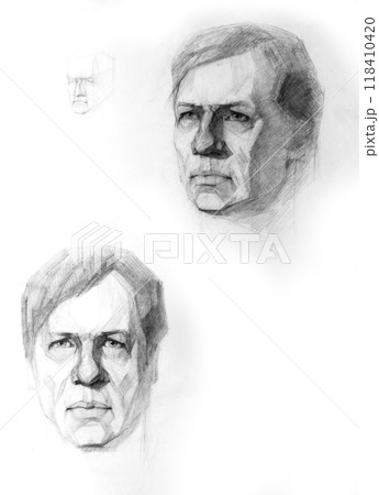 pencil drawing illustration, portrait, sketch pencil drawing illustration, portrait, sketch 118410420