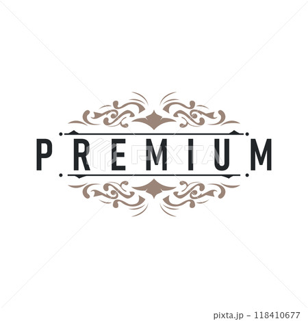 luxury simple line ornament decoration logo design with vintage retro illustration templet 118410677