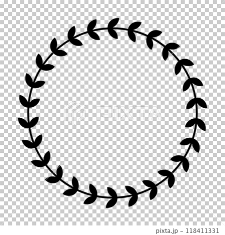 葉框簡單圓形黑色剪影 118411331