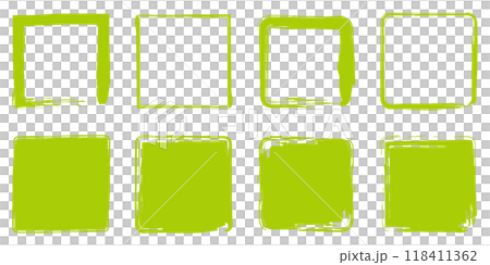 Brush, square, simple, yellow-green, set 118411362