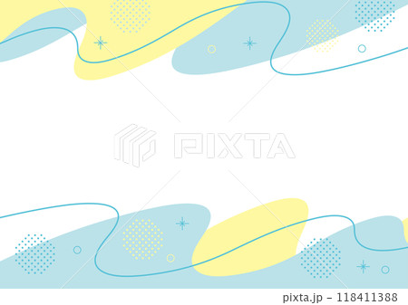 波　抽象的　フレーム　水色　黄色	 118411388