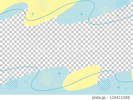 波　抽象的　フレーム　水色　黄色	 118411388