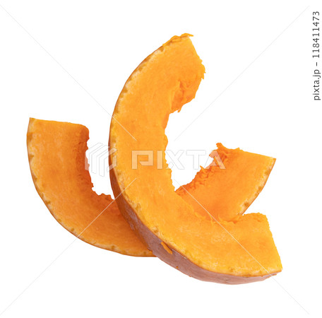 slices of pumpkin isolated on white 118411473