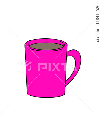 コーヒーの入ったピンク色のカップ 118411526