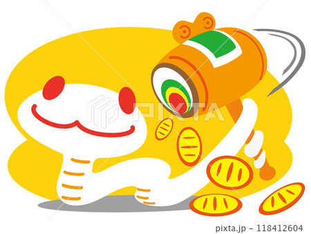 ざくざく小判　打ち出の小槌を振る巳 118412604