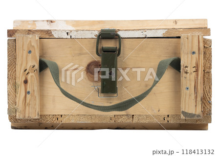 Ammunition crate isolated on white 118413132