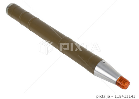 Fragmentation rocket propelled grenade for rpg 7 rocket propelled grenade launcher isolated on white Fragmentation rocket propelled grenade for rpg 7 rocket propelled grenade launcher isolated on white 118413143