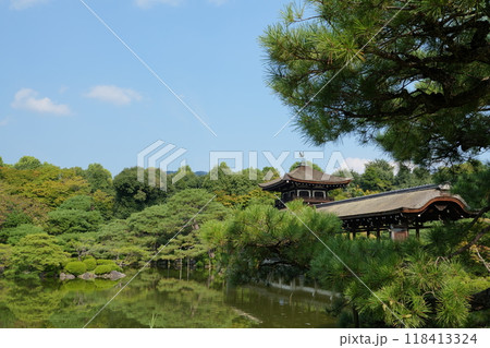 秋の青空と泰平閣 118413324