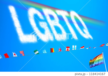 青空に浮かぶ虹とLGBTQの雲 青空に浮かぶ虹とLGBTQの雲 118414167