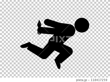奔跑的忍者的象形圖。忍者跑步姿勢。 118417259