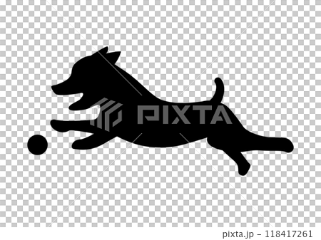 狗跑象形圖。狗狗玩耍的剪影。 118417261