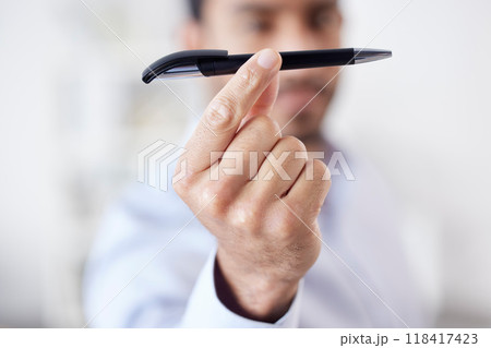 Hands, business man and pen in office for writing, working or product in company workplace. Handwriting, pens and male professional holding ballpoint stationary to write, drawing or sketch signature. Hands, business man and pen in office for writing, working or product in company workplace. Handwriting, pens and male professional holding ballpoint stationary to write, drawing or sketch signature. 118417423
