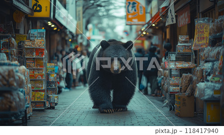 商店街を歩くクマ 商店街を歩くクマ 118417940