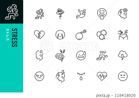 ストレスのシンプルなラインアイコン 118418020