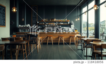 おしゃれなカフェの店内 118418056