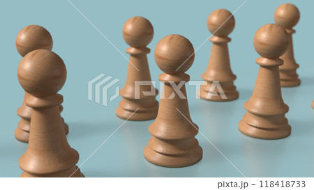 Wood chess on blue background image 3d rendering. Wood chess on blue background image 3d rendering. 118418733