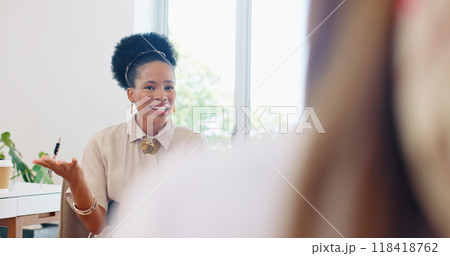 Confused, review and a black woman human resources manager in a meeting with a business employee. Question, feedback and a young female employee talking to a colleague in the office for discipline Confused, review and a black woman human resources manager in a meeting with a business employee. Question, feedback and a young female employee talking to a colleague in the office for discipline 118418762