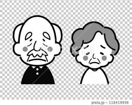 Monochrome icon of a troubled senior couple Monochrome icon of a troubled senior couple 118419936