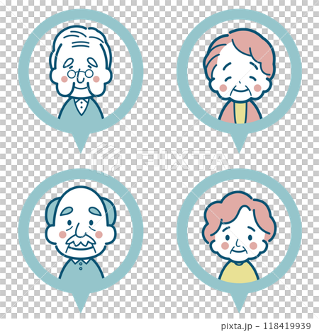 Smiling senior men and women frame icon set 118419939