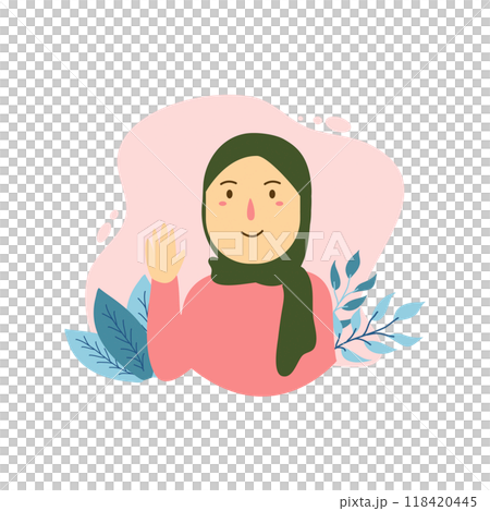 beautiful Muslim women wearing hijab illustration  118420445