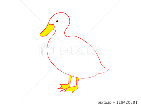 かわいいアヒルの手描き風イラスト かわいいアヒルの手描き風イラスト 118420581