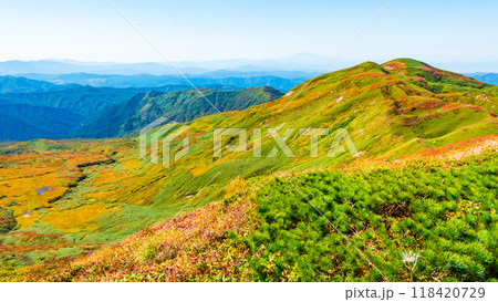 秋の焼石岳登山(焼石岳山頂):西焼石岳方面の眺め 秋の焼石岳登山(焼石岳山頂):西焼石岳方面の眺め 118420729